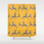 royal tenenbaums zebra wallpaper mustard yellow shower curtain 0