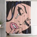 sad girl shower curtain 0