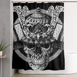Samurai Skull Shower Curtain Set Bathroom Set For Bathroom Decor Best Gift For Friends
