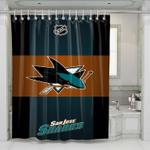 san jose sharks logo blue green shower curtains 0