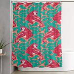 scarlet tigers on lotus flower field shower curtain 0