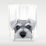 schnauzer greywhite dog illustration original painting print shower curtain 0