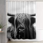scottish highland cattle black and white animal shower curtain 0