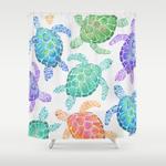 sea turtle colour shower curtain 0