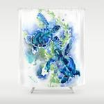 sea turtle turquoise blue beach underwater scene green blue design shower curtain 0