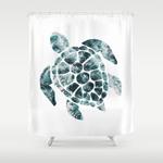 sea turtle turquoise ocean waves shower curtain 0