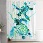 sea turtles turquoise blue design shower curtain 0