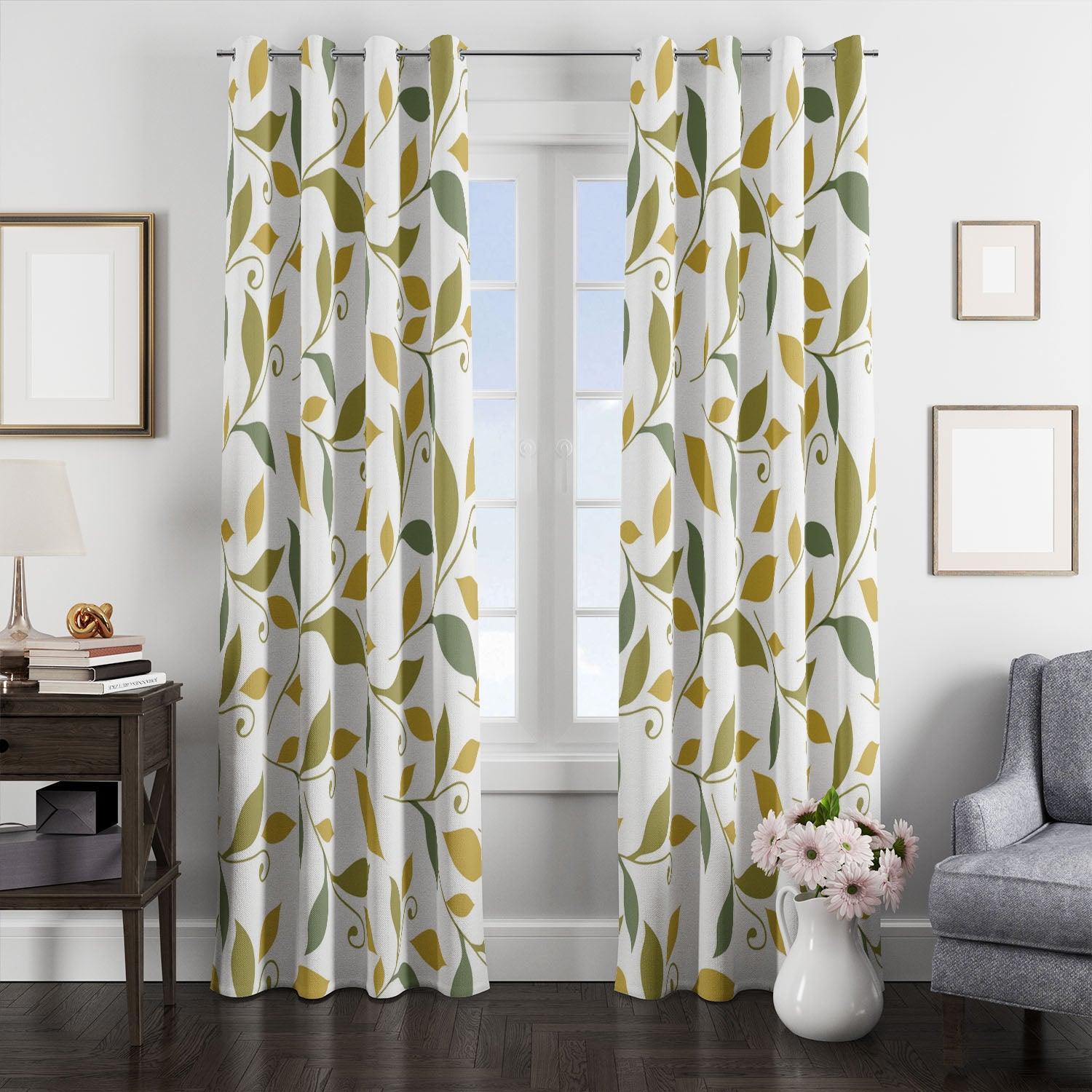 Seamless Floral Autumn Window Curtain Best Gift For Room Decorations seamless floral autumn window curtain 0