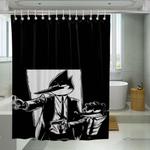 silhouette mordecai and rigby regular show shower curtains 0