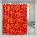 silhouette of red dragons shower curtains 0