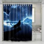 silhouette of wolf shower curtains 0