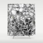 silver mirrored mosaic shower curtain 0