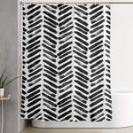 simple black and white handrawn chevron horizontal shower curtain 0