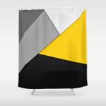 simple modern gray yellow and black geometric shower curtain 0