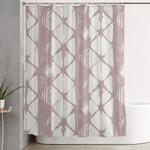 simply braided chevron clay pink on lunar gray shower curtain 0
