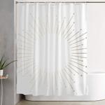 simply sunburst in white gold sands on white shower curtain 0