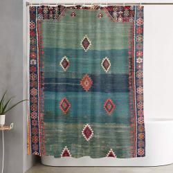 Sivas Antique Turkish Niche Kilim Print Shower Curtain Set For Bathroom Decor Best Gift For Friends