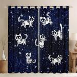 skeleton cat galaxy blackout curtains bone cats curtains halloween decor happy trick or treat day blackout window curtains 100 polyester 41 7 107 9 0