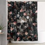 skull and floral pattern shower curtain 0