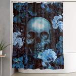 skull and flowers shower curtain 0