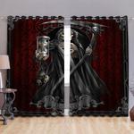 skull death clock skull xii death red pattern curtain halloween blackout window curtains 100 polyester 417 1079 0