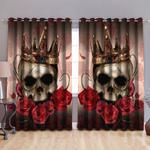 skull window curtains roses skull crown printed gift idea decor blackout window curtains 100 polyester 417 1079 0