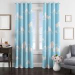 sky blue illustration window curtain 0