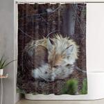 sleeping fox shower curtain 0