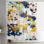 sloane abstract painting in modern fresh colors navy mint blush cream white and gold shower curtain 0