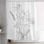 small wildflowers minimalist line art shower curtain 0