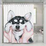 smile dog shower curtains 0