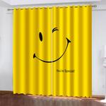 smile emoji curtains blackout window treatments drapes for room decoration 0