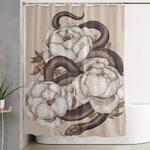 snake and peonies shower curtain 0