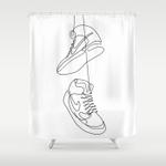 sneakers simple minimal one line art hanging shoes branded shoes shower curtain 0