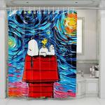 snoopy starry night van gogh shower curtains 0