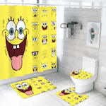 spongebob bath curtains toilet cover rug mat set bathroom carpet cartoon shower 0