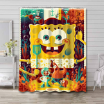 spongebob squarepants cartoon shower curtain bathroom decoration 0