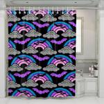 spooky rainbow bat halloween night shower curtains 0