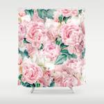 spring scandi peony pattern shower curtain 0