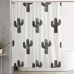 stamped cactus shower curtain 0
