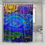 starry night stained glass shower curtains 0