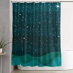 starry ocean teal sailboat watercolor sea waves night shower curtain 0