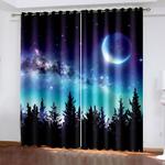 starry sky space night scene curtains blackout window treatments drapes 0