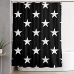 stars white black shower curtain 0