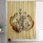 steampunk orange sepia shower curtain 0