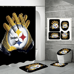 steelers theme shower curtain setpittsburgh bathroom sets gift for fans 0