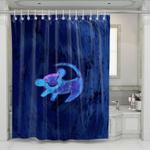 stitch with abstract pattern blue shower curtains 0