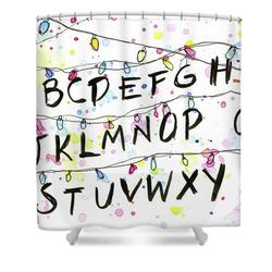Stranger Things Alphabet Wall Christmas Lights Shower Curtain Set For Bathroom Decor Gift For Friends