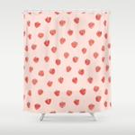 strawberries on pink shower curtain 0