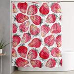strawberries watercolor and ink shower curtain 0